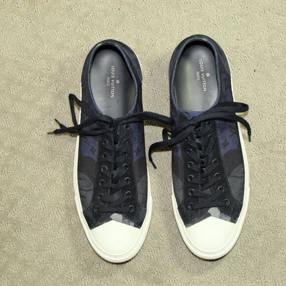 Louis Vuitton Camo Tattoo Cloth Suede Low Top Trainers Sneakers Men's 9.5 /Wm 11 - Picture 2 of 9